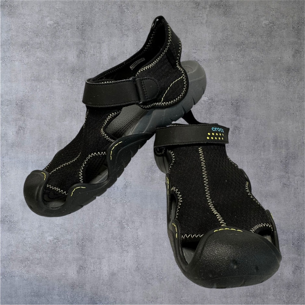 Crocs Swiftwater Sandals Mens 12 Black Sport Water Hiking Lightweight
